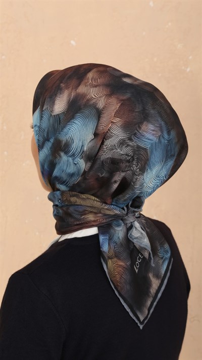 Locella Soft Pamuk Eşarp Siyah Mavi