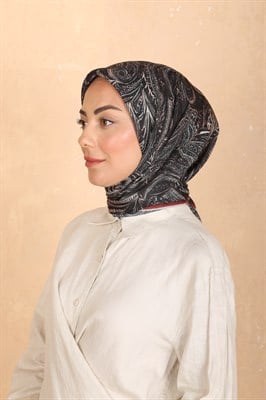 Locella Soft Pamuk Eşarp Siyah Kırmızı