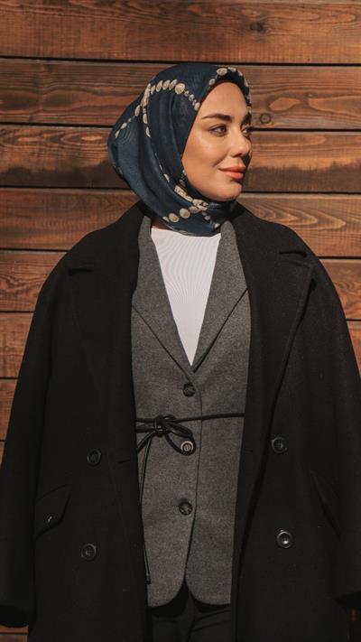 Locella Soft Pamuk Eşarp Lacivert