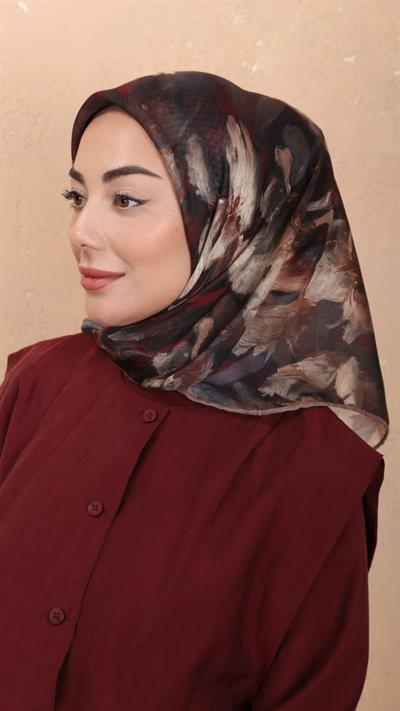 Locella Soft Pamuk Eşarp Kırmızı Kahve