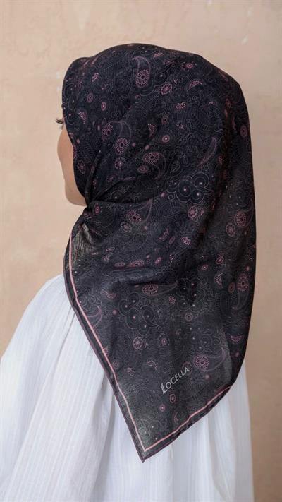 Locella Soft Pamuk Eşarp Siyah Pembe-24