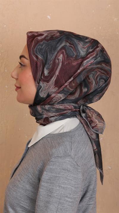 Locella Soft Pamuk Eşarp Antrasit Bordo