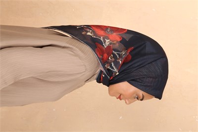Locella Soft Pamuk Eşarp-Lacivert Kırmızı