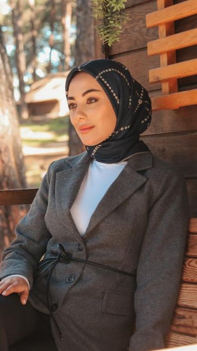 Locella Soft Pamuk Eşarp Lacivert