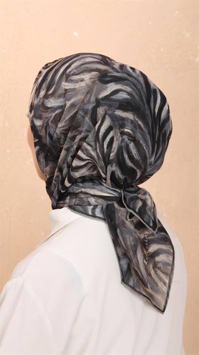 Locella Soft Pamuk Eşarp Siyah Gri