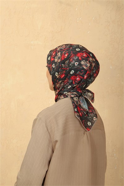 Locella Soft Pamuk Eşarp Siyah Kırmızı