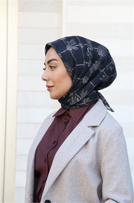 Locella Soft Pamuk Eşarp Lacivert