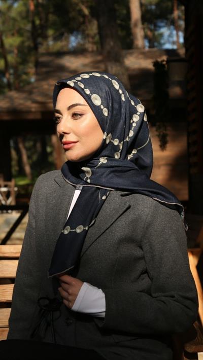 Locella Soft Pamuk Eşarp Lacivert