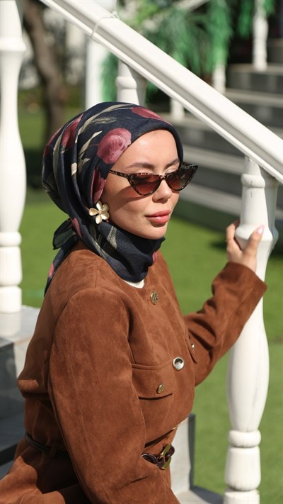 Locella Soft Pamuk Eşarp Lacivert