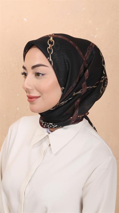 Locella Soft Pamuk Eşarp Siyah Bordo