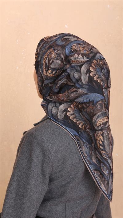 Locella Soft Pamuk Eşarp Siyah Mavi