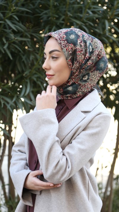 Locella Soft Pamuk Eşarp Zümrüt Bordo