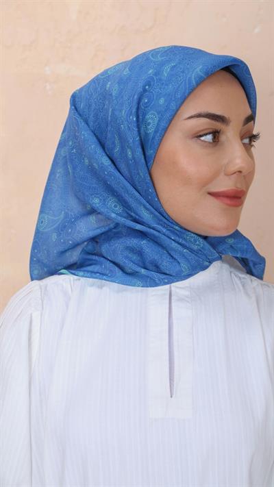 Locella Soft Pamuk Eşarp Deniz Mavi-1