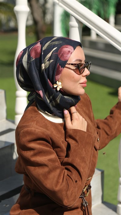 Locella Soft Pamuk Eşarp Lacivert