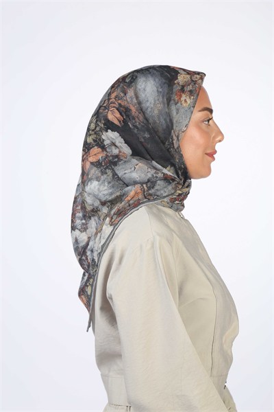 Locella Soft Pamuk Eşarp Siyah Gri