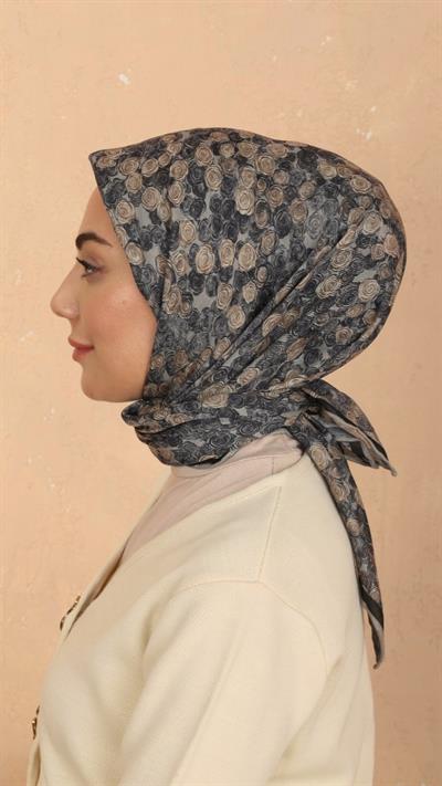 Locella Soft Pamuk Eşarp Antrasit Gold-9