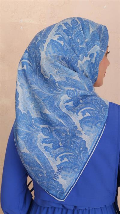 Locella Soft Pamuk Eşarp Mavi-13