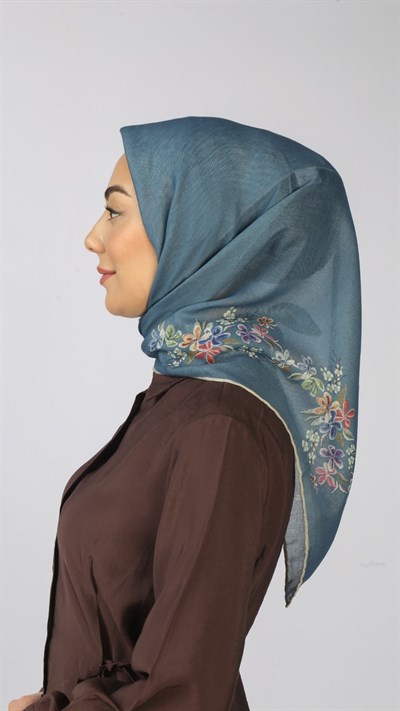 Locella Soft Pamuk Eşarp Mavi