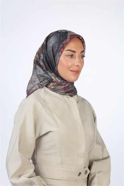 Locella Soft Pamuk Eşarp Siyah Kırmızı