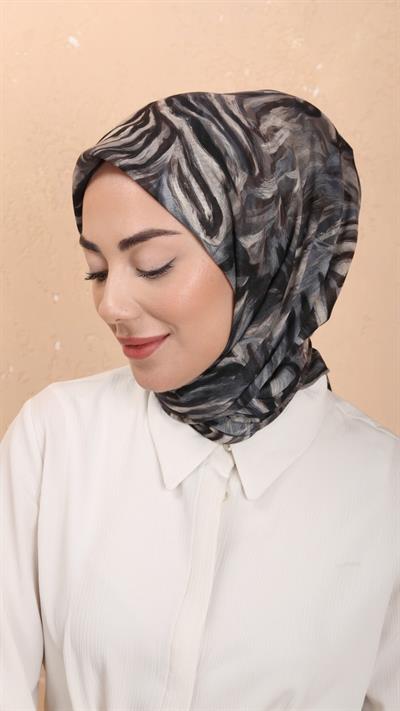 Locella Soft Pamuk Eşarp Siyah Gri