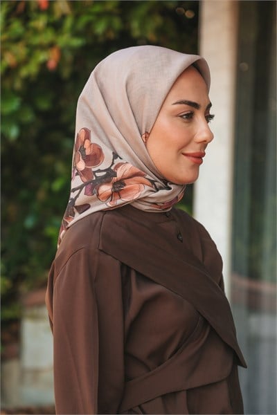 Locella Soft Pamuk Eşarp-Bej Kiremit