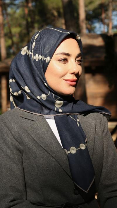 Locella Soft Pamuk Eşarp Lacivert