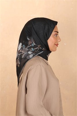 Locella Soft Pamuk Eşarp-Siyah Gri