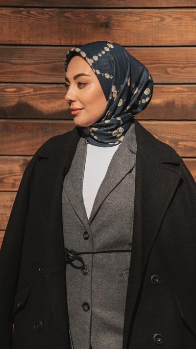 Locella Soft Pamuk Eşarp Lacivert