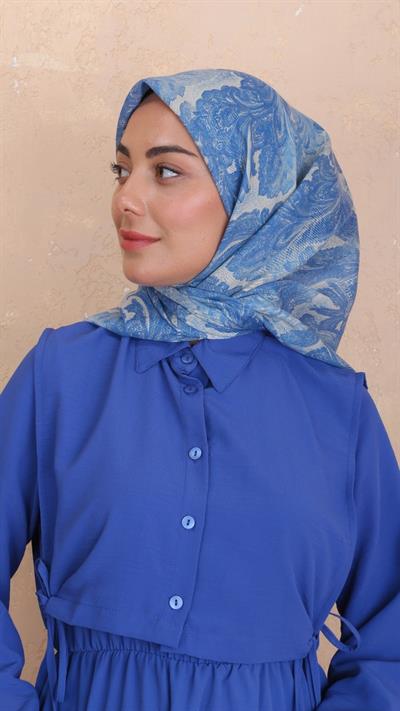 Locella Soft Pamuk Eşarp Mavi-13