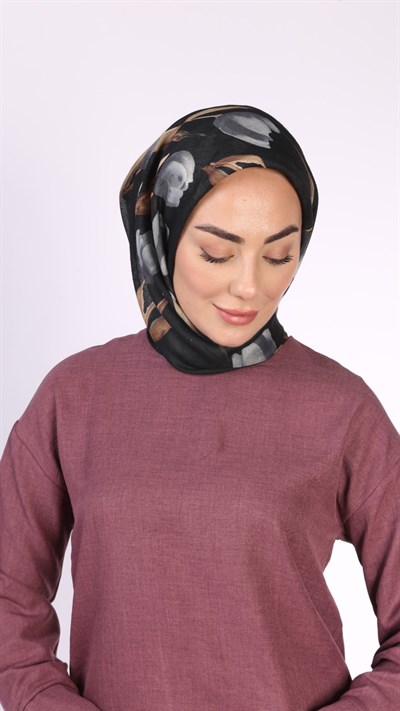 Locella Soft Pamuk Eşarp Siyah Gri