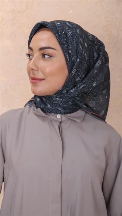 Locella Soft Pamuk Eşarp Siyah Kiremit-8
