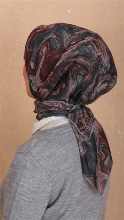 Locella Soft Pamuk Eşarp Antrasit Bordo