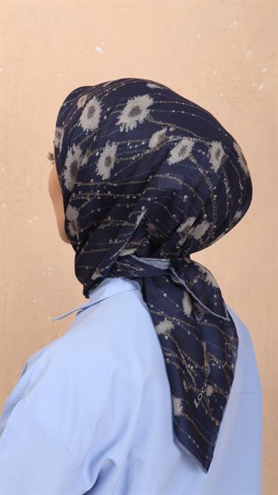 Locella Soft Pamuk Eşarp Lacivert