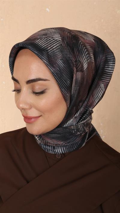 Locella Soft Pamuk Eşarp Siyah Gri-3