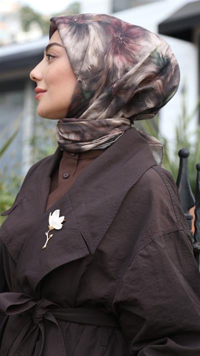 Locella Soft Pamuk Eşarp Kahve-3