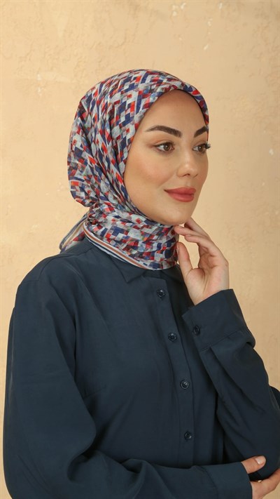 Locella Soft Pamuk Eşarp Lacivert Turuncu