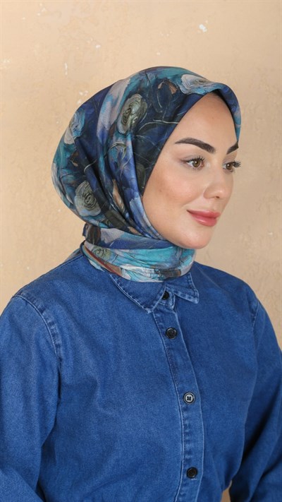 Locella Soft Pamuk Eşarp Lacivert