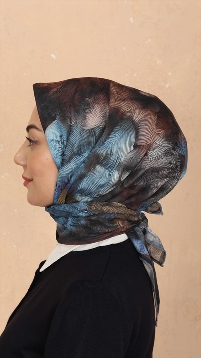 Locella Soft Pamuk Eşarp Siyah Mavi