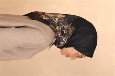 Locella Soft Pamuk Eşarp-Siyah Yeşil