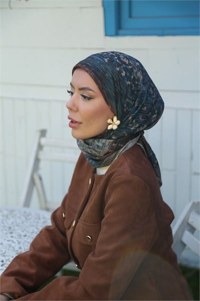 Locella Soft Pamuk Eşarp Mavi