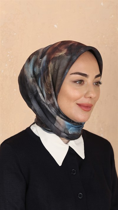 Locella Soft Pamuk Eşarp Siyah Mavi