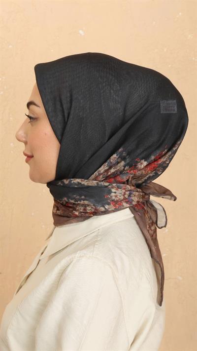 Locella Soft Pamuk Eşarp Siyah Vizon