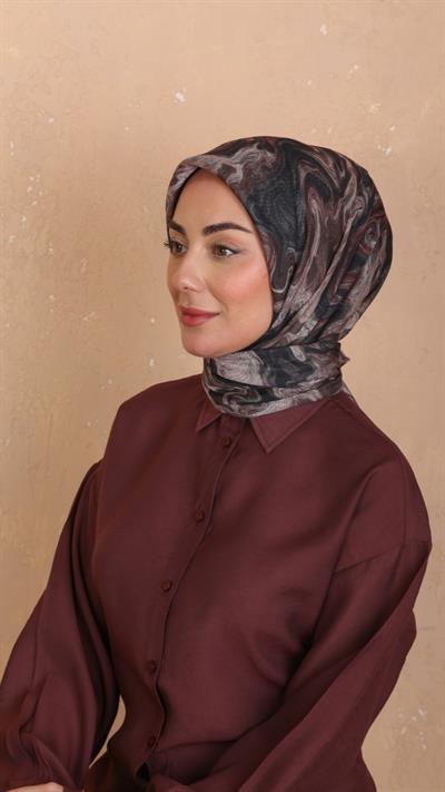 Locella Soft Pamuk Eşarp Siyah Vizon