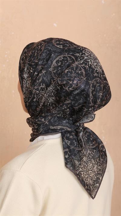 Locella Soft Pamuk Eşarp Siyah Vizon