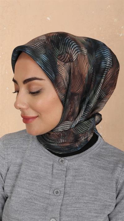 Locella Soft Pamuk Eşarp Siyah Mavi-11