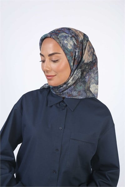 Locella Soft Pamuk Eşarp Lacivert