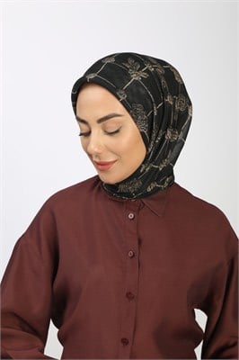 Locella Soft Pamuk Eşarp Siyah Vizon