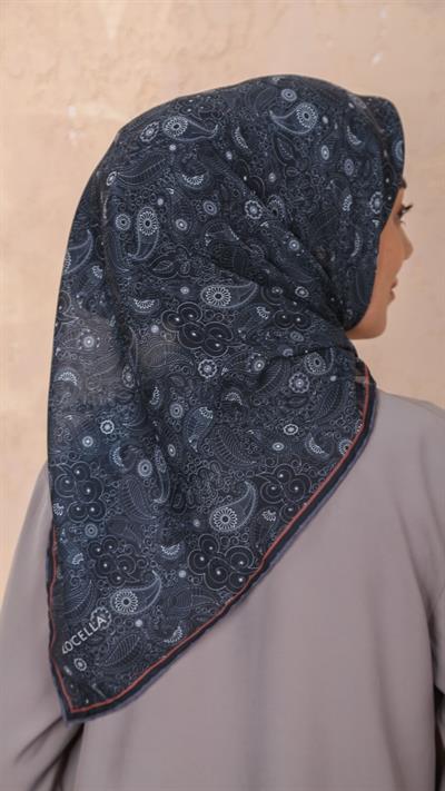 Locella Soft Pamuk Eşarp Siyah Kiremit-8