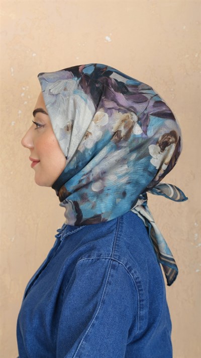 Locella Soft Pamuk Eşarp Mavi