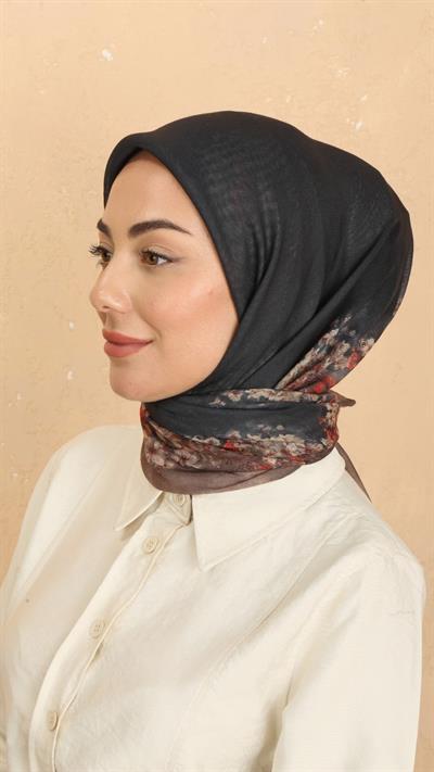 Locella Soft Pamuk Eşarp Siyah Vizon